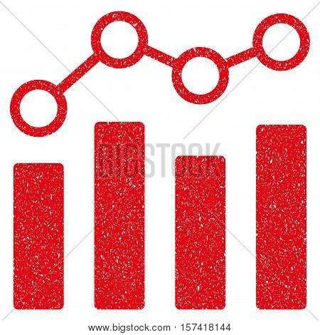 Point Chart grainy textured icon for overlay watermark stamps. Flat symbol with unclean texture. Dotted vector red ink rubber seal stamp with grunge design on a white background.