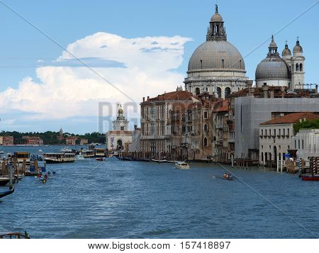 VENICE, ITALY - MAY 22, 2010: Venice - View of Canal Grande and Salute