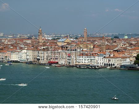 VENICE, ITALY - MAY 23, 2010: Venice - view from the tower of the church of San Giorgio Magiore