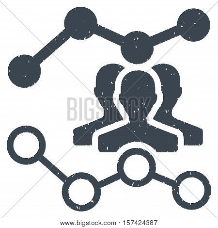 Audience Trends grainy textured icon for overlay watermark stamps. Flat symbol with dirty texture. Dotted vector smooth blue ink rubber seal stamp with grunge design on a white background.