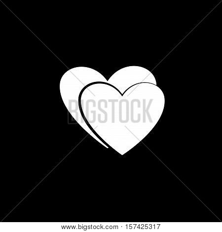Heart couple white icon. Romantic love isolated icon. Monochrome symbol of valentine day. Design element. Vector illustration