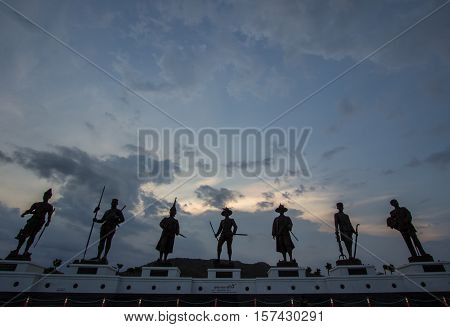 Bronze statues of seven Thai kings, Rajabhakit Park, Hua Hin, Prachuab Khiri Khan, Thailand