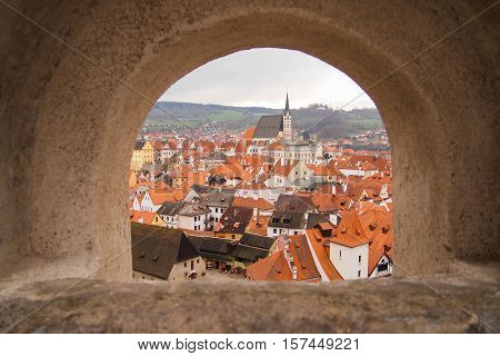 Beautiful scene of Cesky Krumlov on daytime in summer