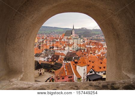 Beautiful scene of Cesky Krumlov on daytime in summer