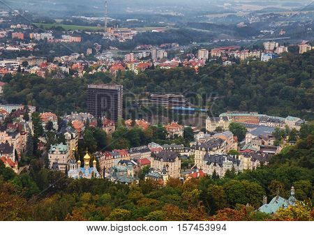 View from Diana tower on Karlovy Vary (Karlsbad) Czech Republic.