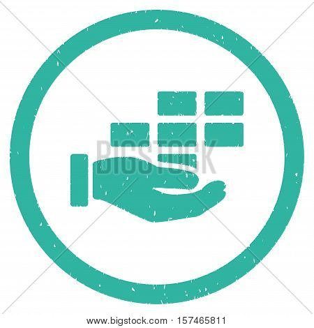 Service Schedule grainy textured icon inside circle for overlay watermark stamps. Flat symbol with dust texture.