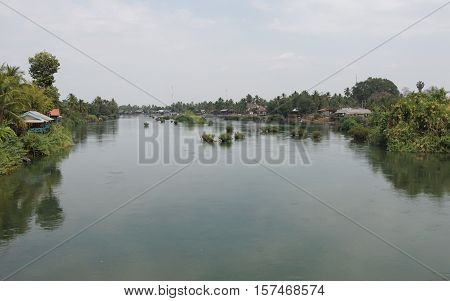 Village Ban Khone on Don Khone Island within the Mekong river, Laos, Asia