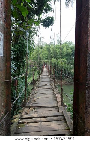 A old hanging bridge in Sri Lanka
