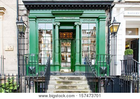 Edinburgh, Scotland, UK-circa July 2016:Typical small shop in Hanover street