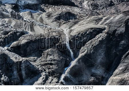 Icefall on glacier in Nepal mountains, Manaslu