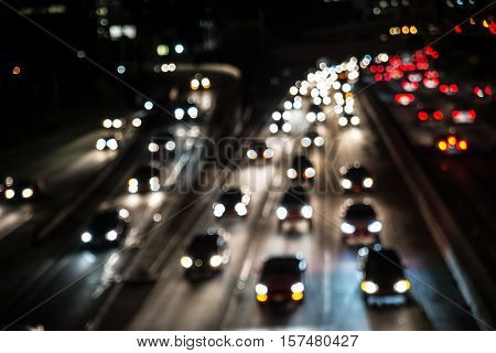 Traffic on a highway many cars driving