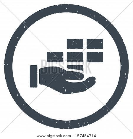 Service Schedule grainy textured icon inside circle for overlay watermark stamps. Flat symbol with unclean texture.