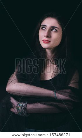 Beautiful Woman Portrait In Low Key