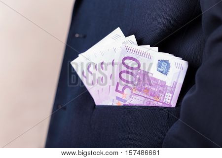 Bribe And Corruption With Euro Banknotes.