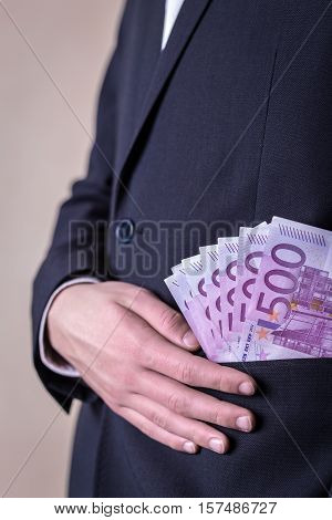 Bribe And Corruption With Euro Banknotes.