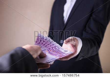 Bribe And Corruption With Euro Banknotes.