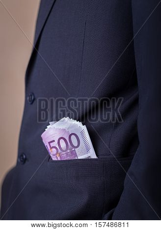 Bribe And Corruption With Euro Banknotes.