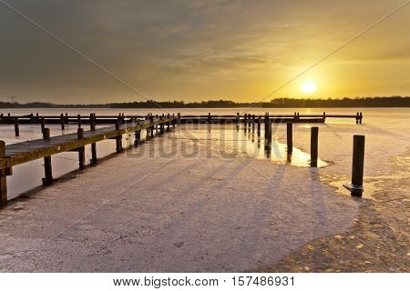 Winter Sunrise Over Lake