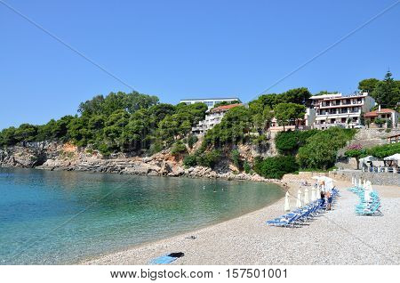 Roussoum Gialos beach in Alonissos island Sporades Greece