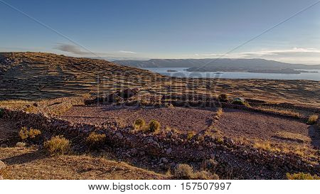 Sunset at Amantani Island (Isla Amantani) of Lake Titicaca, Peru