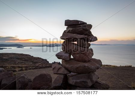 Sunset at Amantani Island (Isla Amantani) of Lake Titicaca, Peru