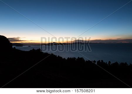 Sunset at Amantani Island (Isla Amantani) of Lake Titicaca, Peru