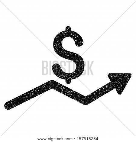 Sales Trend grainy textured icon for overlay watermark stamps. Flat symbol with dust texture. Dotted vector black ink rubber seal stamp with grunge design on a white background.