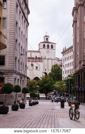 SANTANDER SPAIN - AUGUST 19: View of the Cathedral Basilica of the Assumption of the Virgin Mary of Santander on August 19 2016