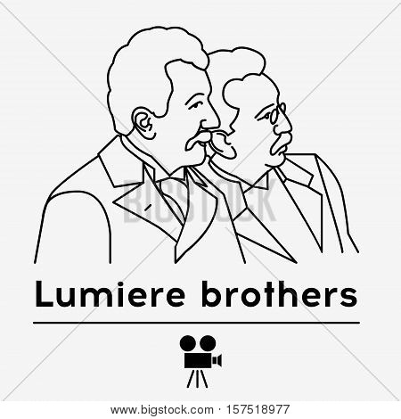 Lumiere brothers. Black and white illustration. Flat vector style