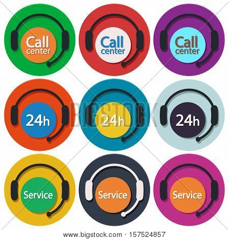 illustration of set of different color call canter icons isolated