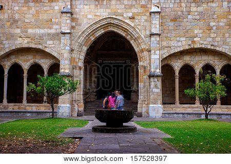 SANTANDER SPAIN - AUGUST 19: Ghotic cloister of the Cathedral Basilica of the Assumption of the Virgin Mary of Santander on August 19 2016