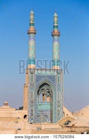 Jameh Mosque, Masjed-i Jame' Mosque, Yazd, Iran.