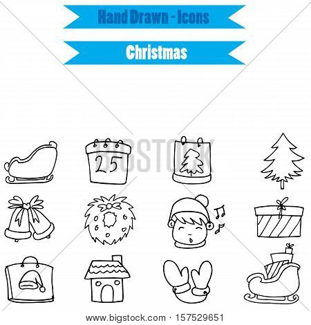 Collection stock Christmas icon set on white backgrounds vector