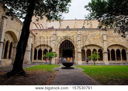 SANTANDER SPAIN - AUGUST 19: Ghotic cloister of the Cathedral Basilica of the Assumption of the Virgin Mary of Santander on August 19 2016