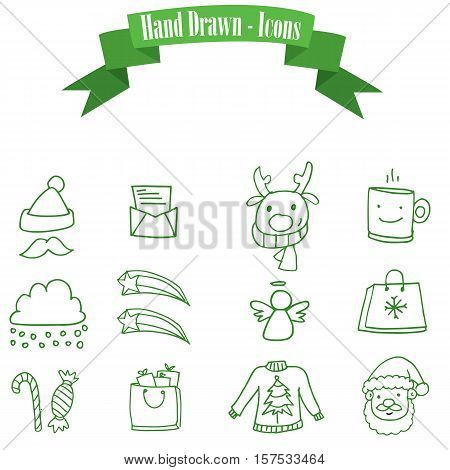 Icon Christmas set of vector illustration collection stock