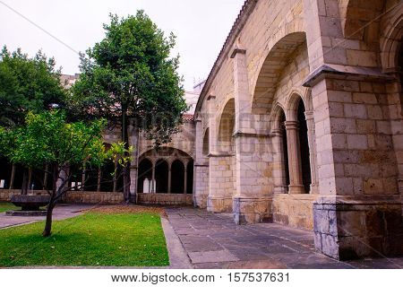 View of the Ghotic Cloister of the Santander cathedral Spain