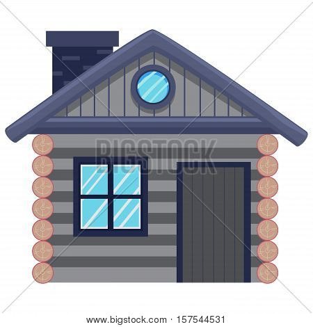 Vector Illustration of a Wooden Cottage House