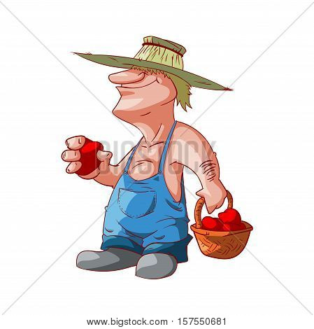Colorful vector illustration of a cartoon farmer or redneck