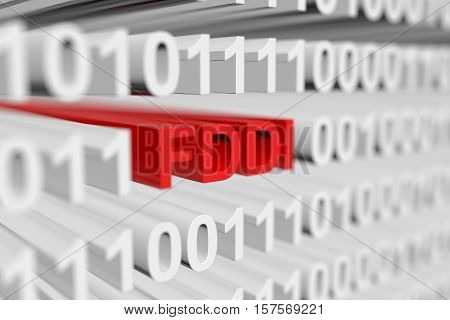FDDI as a binary code with blurred background 3D illustration