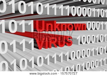 unknown virus in a binary code 3D illustration