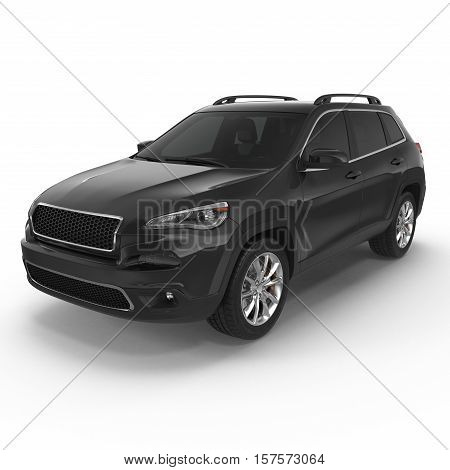 Black Sports Utility Vehicle Isolated on White background. 3D illustration