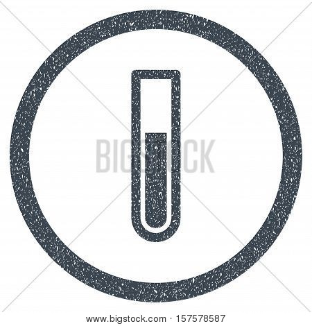 Blood Test Tube grainy textured icon inside circle for overlay watermark stamps. Flat symbol with dust texture.