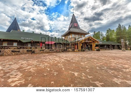 ROVANIEMI FINLAND - JULY 07 2016: Santa Claus holiday village in Rovaniemi. Finland