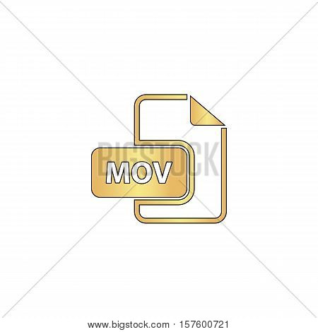 MOV Gold vector icon with black contour line. Flat computer symbol