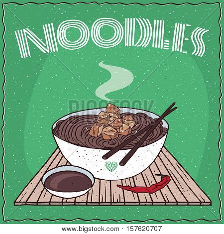 Asian Noodles Naengmyeon Or Soba With Chicken
