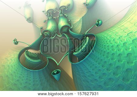 3D illustration of virtual scenery with fictive carnivorous plant