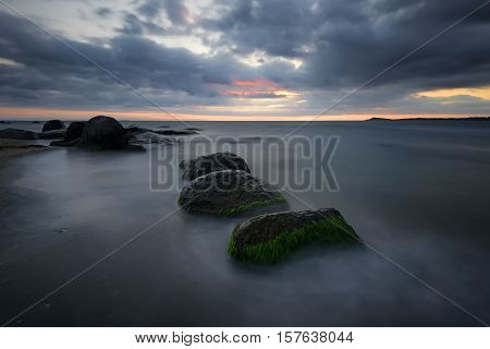 Sunrise over the sea, near the city of Burgas, Bulgaria