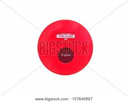red fire alarm isolated on white background.