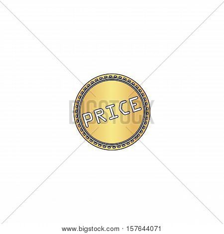 Price Gold vector icon with black contour line. Flat computer symbol