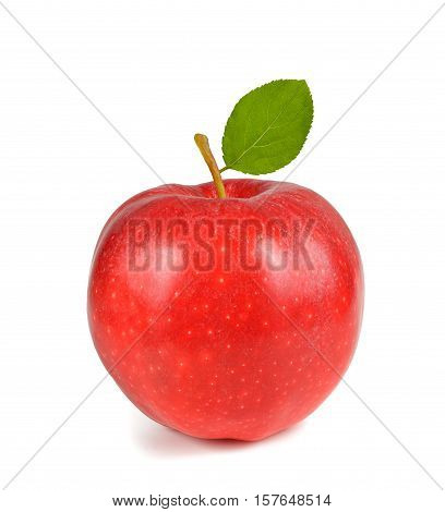 Red Apple With Leaf